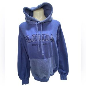 * basix of America men size large Florida Pullover Hoodie knit detail blue